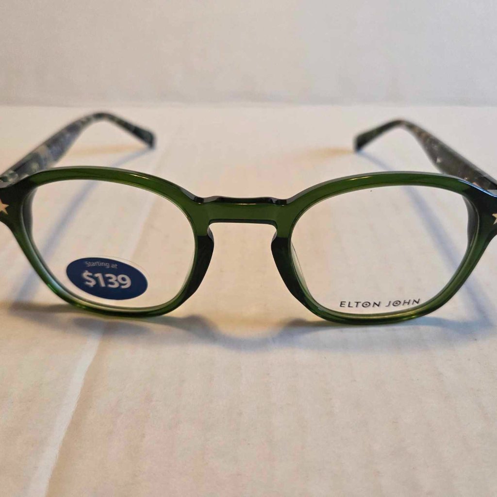 Elton John Eyewear “Timpanalle” Glasses Green With Case And Cleaning Cloth